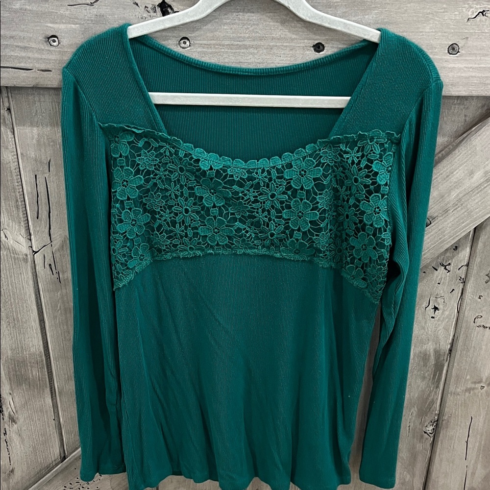 Elegant Green Lace Women's Top